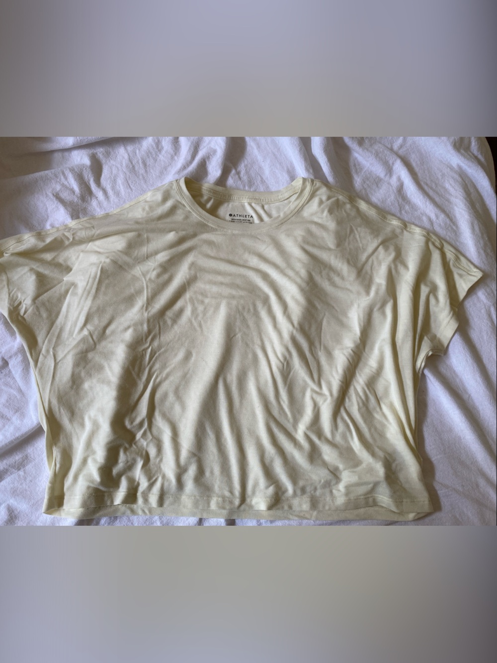 Athleta with ease Pale Yellow Cropped Tee
